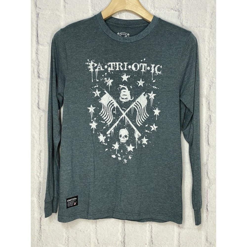 Howitzer Patriot Mens Small Gray Long Sleeve T Shirt Patriotic Don't Tread On Me